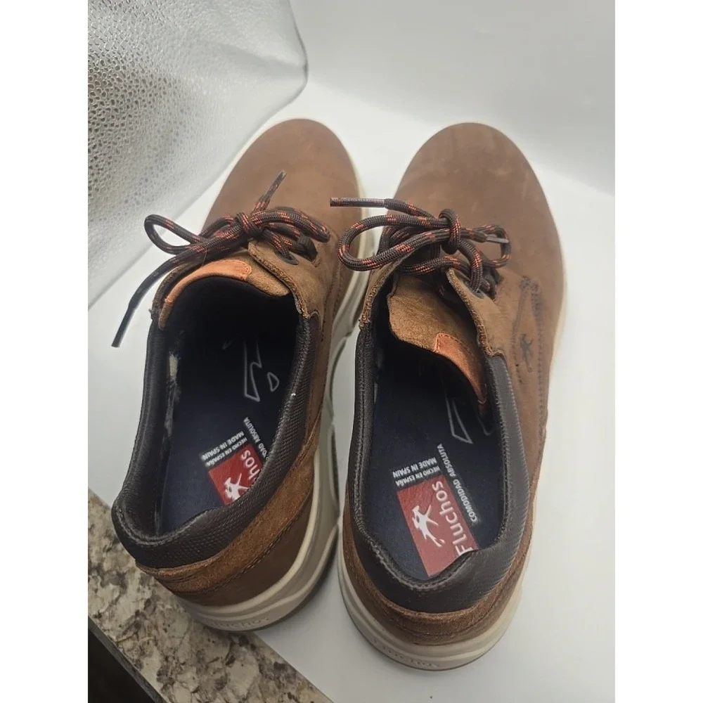 Fluchos Kansas F1345 Mens Casual Leather Sneakers Size 42 US Mens 9 Brown
